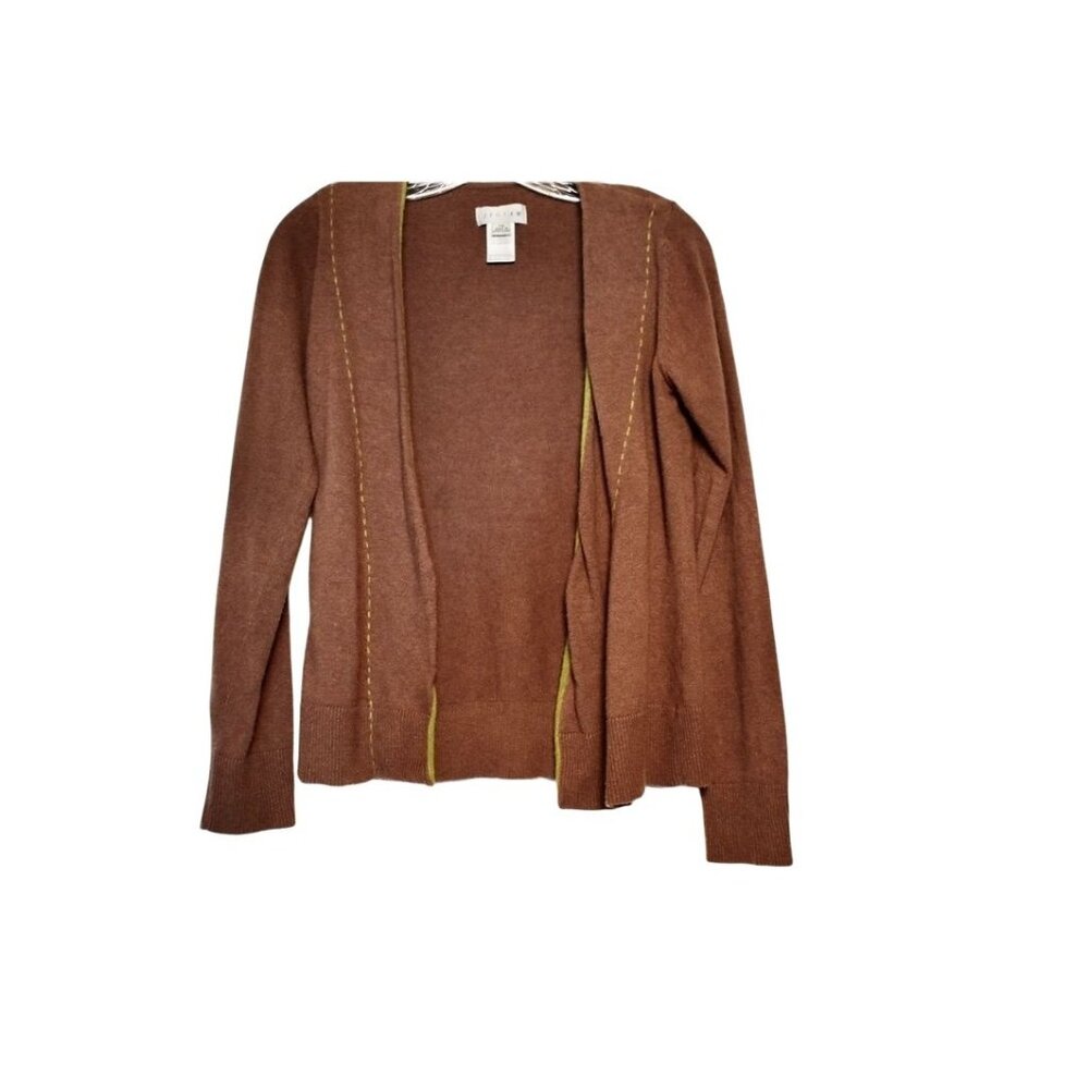 Jigsaw Brown Green Cashmere Blend Cardigan Sweater XS